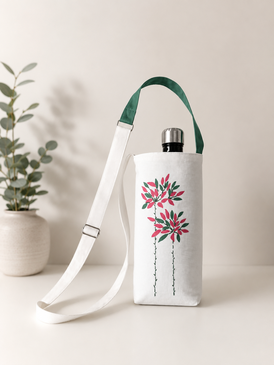 80B5F7F9-9940-4ADF-B396-774FFD2698FC Crossbody Water Bottle Bag for Walking Hiking Gym School Work Adjustable Strap with Phone Pocket and Lining - Image 1